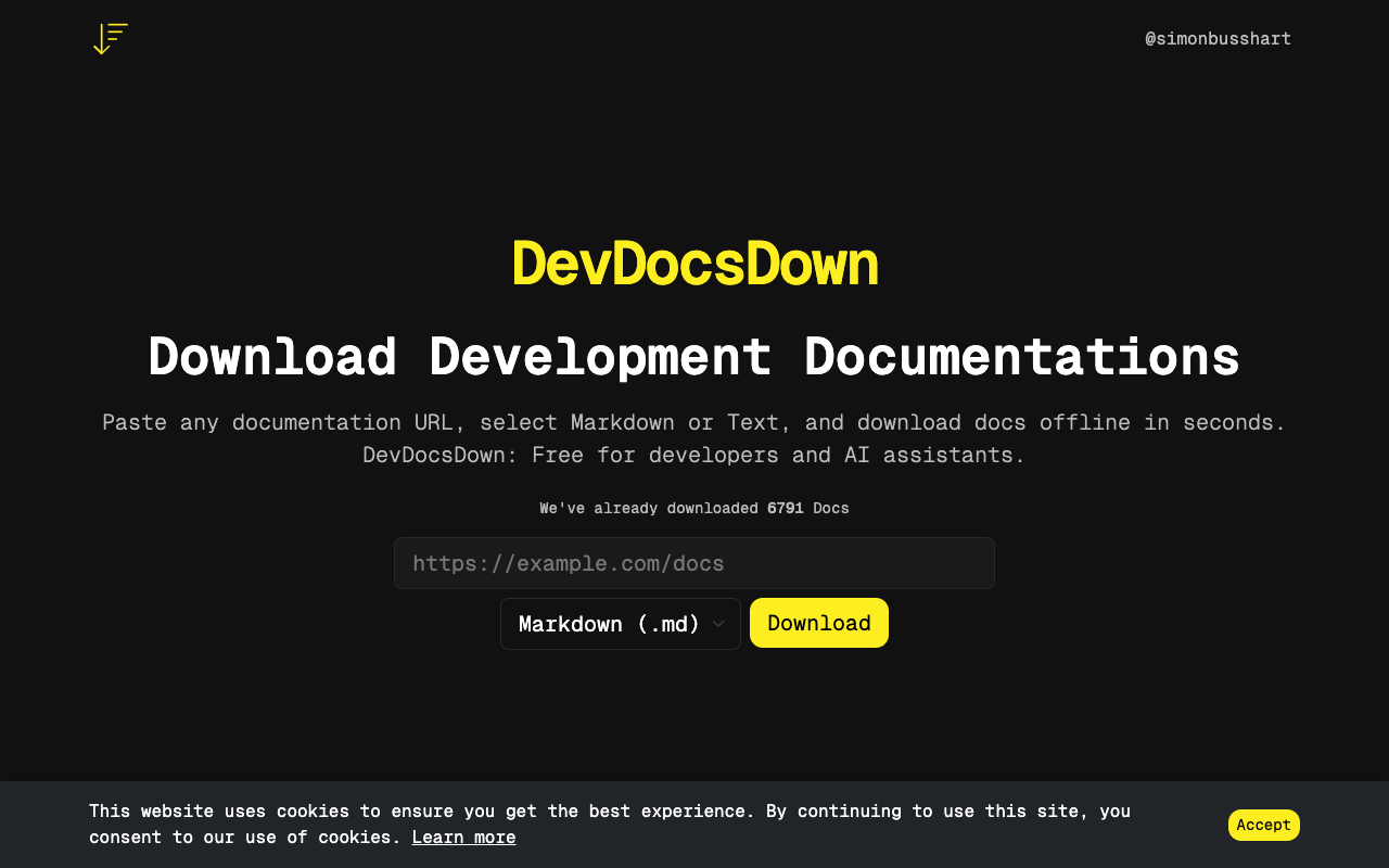 DevDocsDown - Download dev documentation quickly and easily Development Offline Documentation