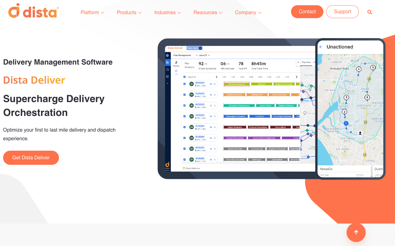 Dista Deliver - Smart Delivery Management Software for Better Service Delivery AI Logistics