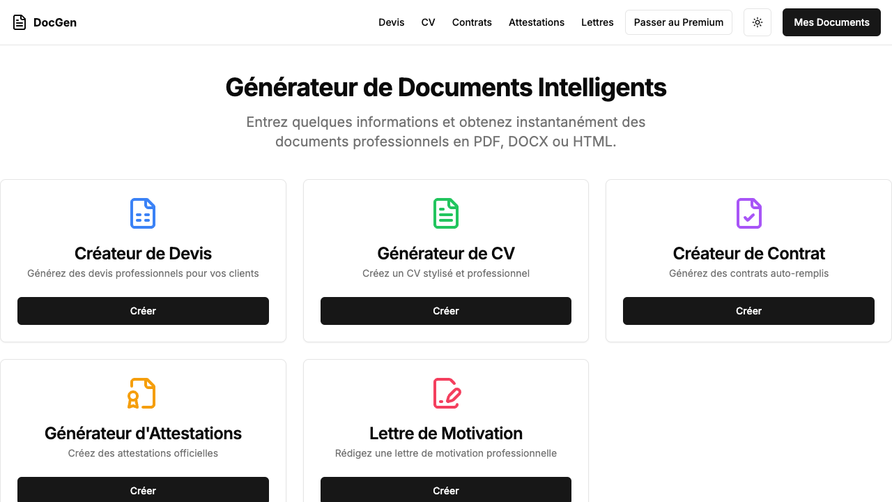 DocGen - An intelligent document generator for creating professional PDFs, DOCX, and HTML files document-generator professional-documents automation