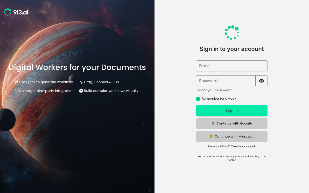 913.ai - Streamline Document Workflows with AI Agents AI Automation