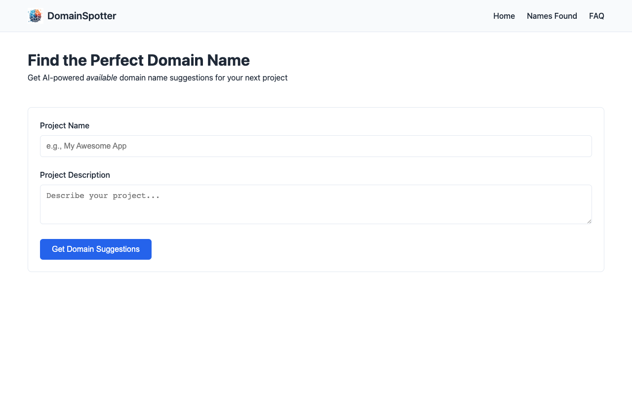 DomainSpotter - A smart way to find a good website name AI Technology Domains