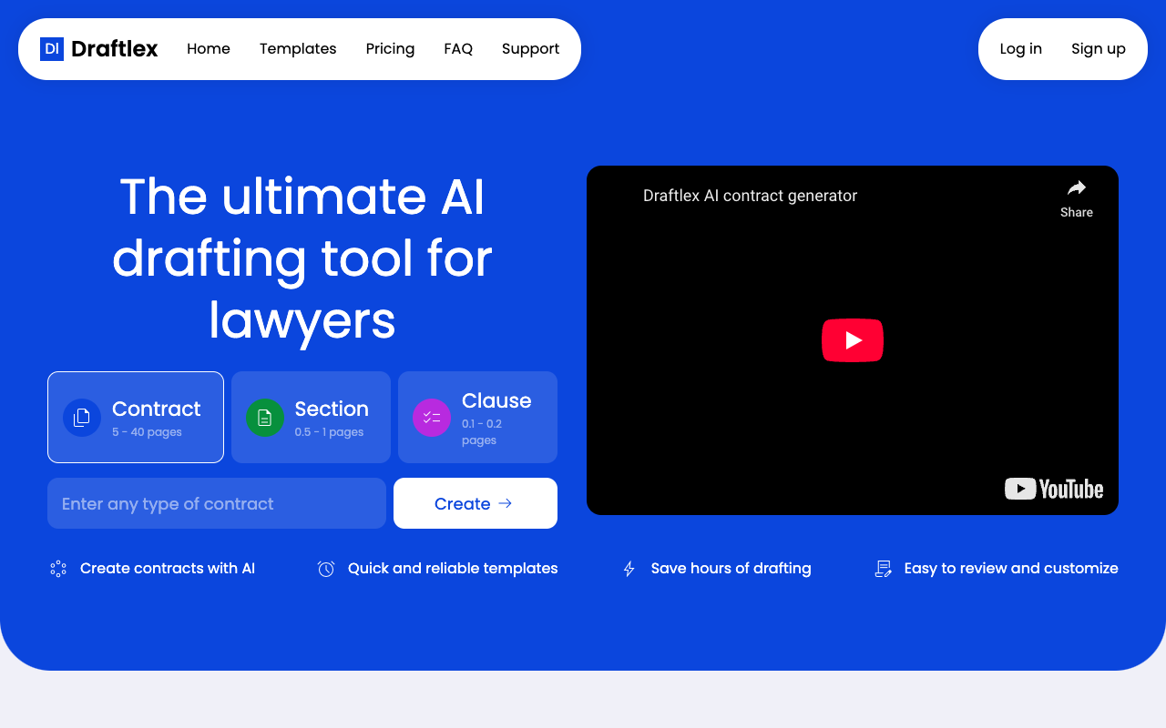 DraftLex：AI法律文书助手，10倍速生成合同，颠覆传统工作流！