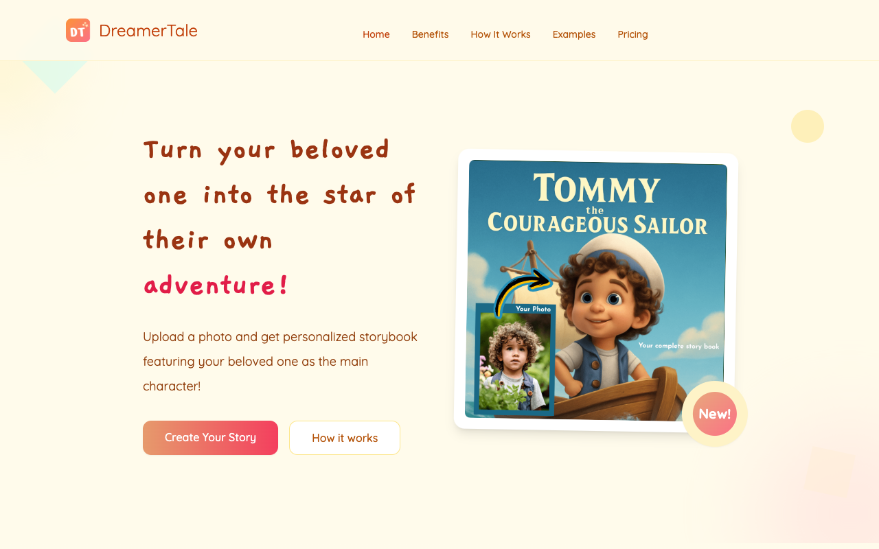 DreamerTale - An AI personalized children’s book generator that makes your child the star of their own story children AI storytelling