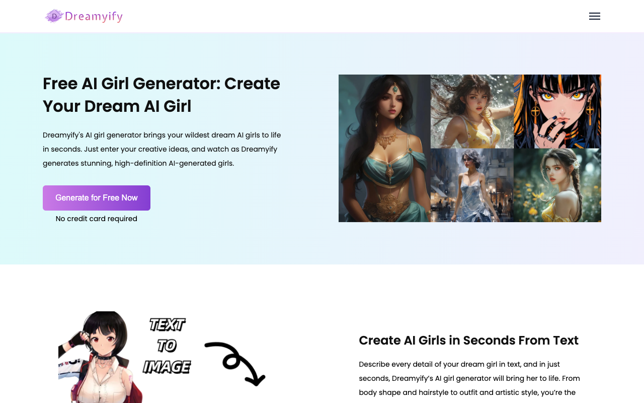 Dreamyify - Free AI Girl Generator: Create Your Dream AI Girl AI girl-generator creativity