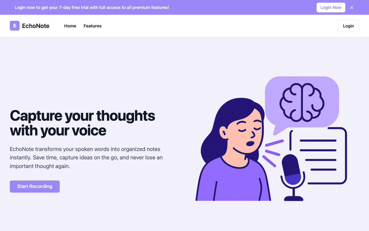 EchoNote：AI语音转文字神器，秒速提升效率的智能笔记工具