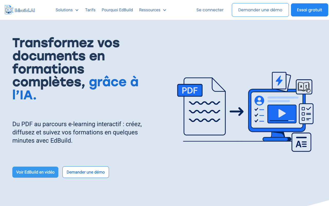 EdBuild AI - Automatically create e-learning courses from your PDFs AI E-learning Education