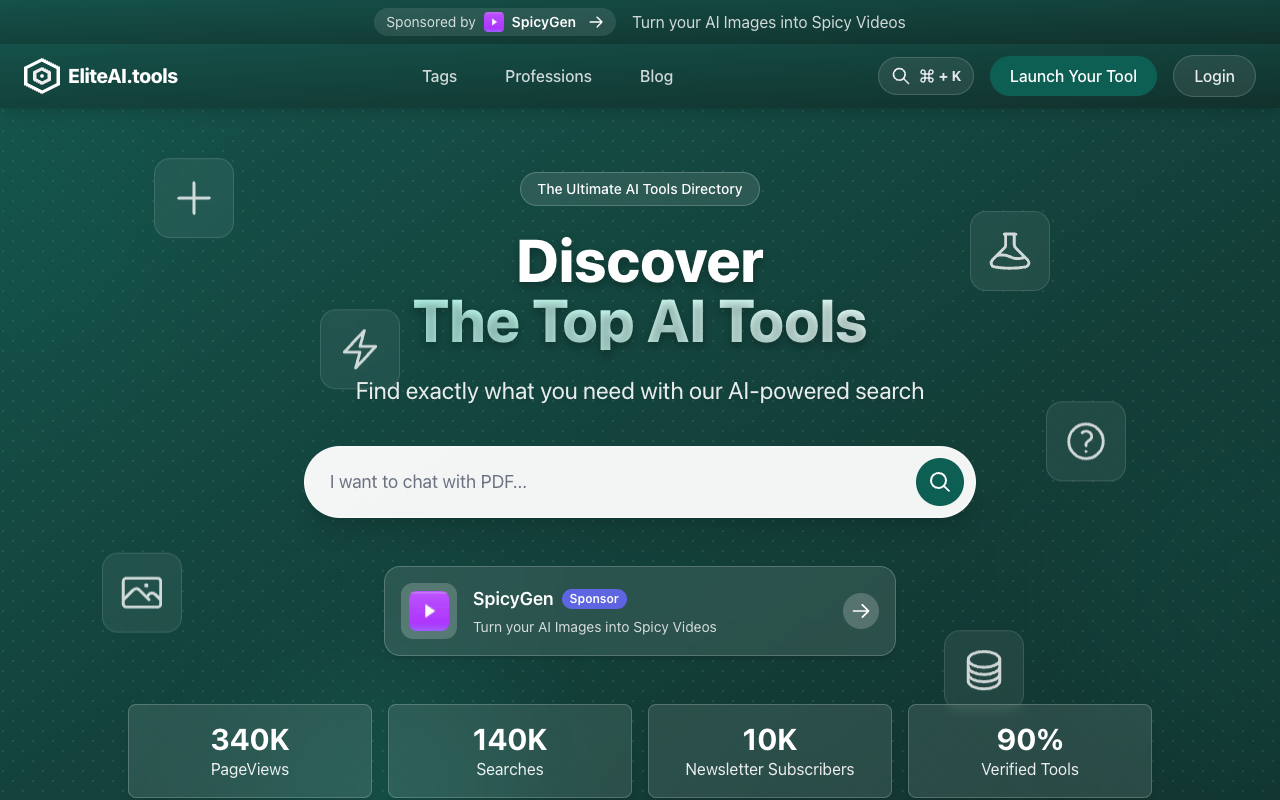 EliteAI.tools - Find the best AI tools for your tasks AI Tools Directory