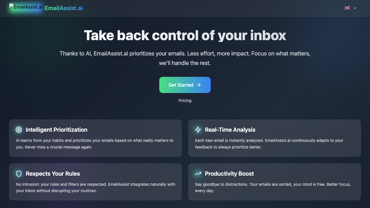 EmailAssist.ai - An AI tool that boosts productivity by prioritizing your emails productivity AI email-management