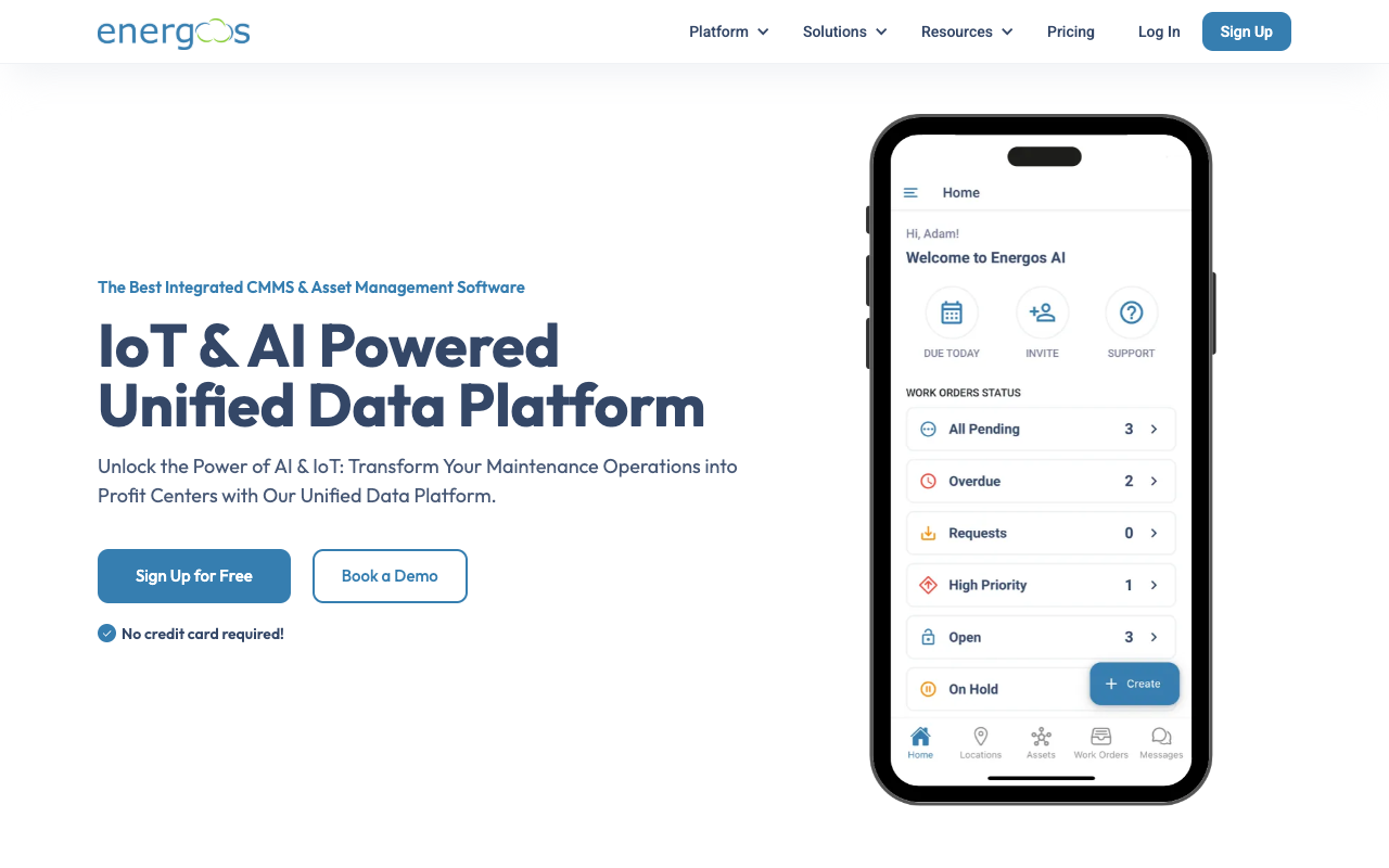 Energos.ai - Smartly manage your maintenance workflows AI Maintenance IoT