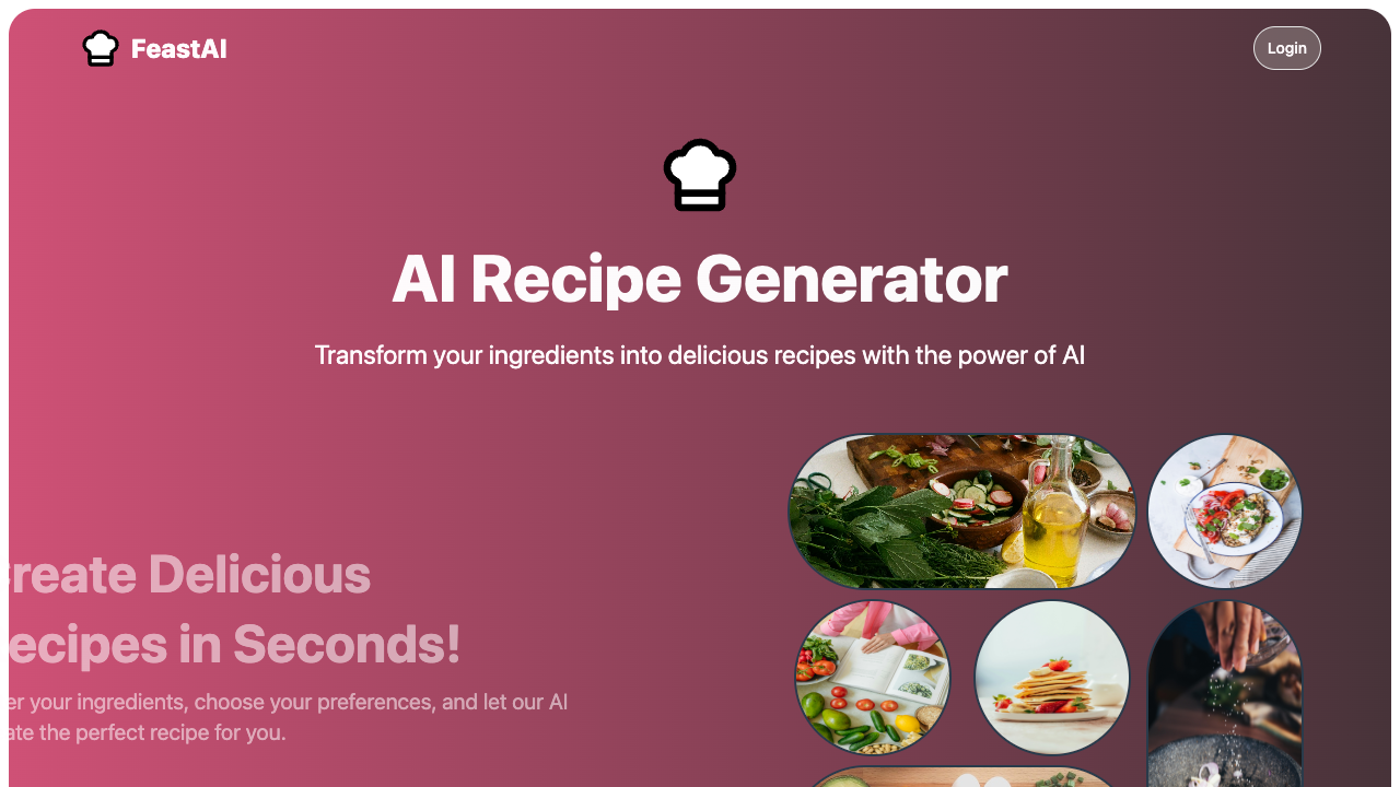 FeastAI - Create yummy recipes from what you have AI Cooking
