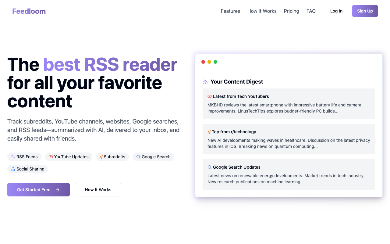 FeedLoom - A smart way to get your favorite content delivered to you rss ai content-digest