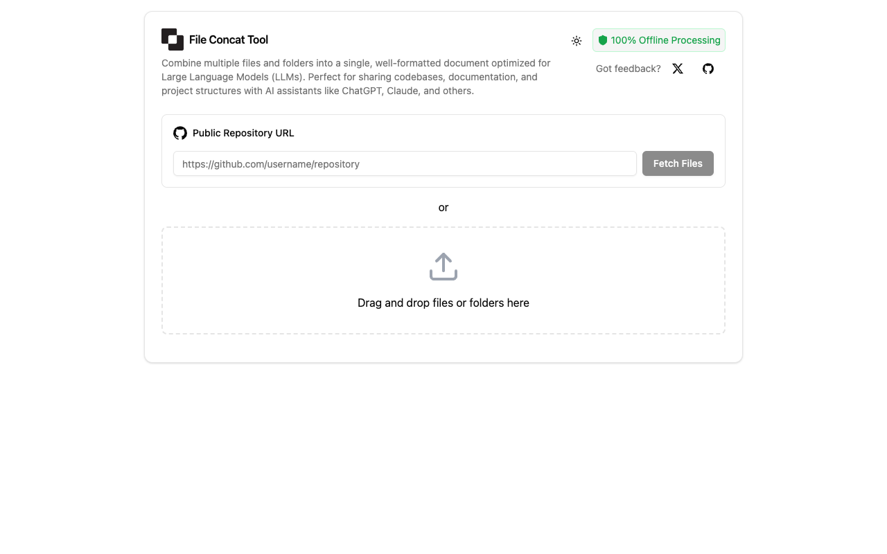 File Concat Tool - Combine multiple files for AI assistants AI Tools