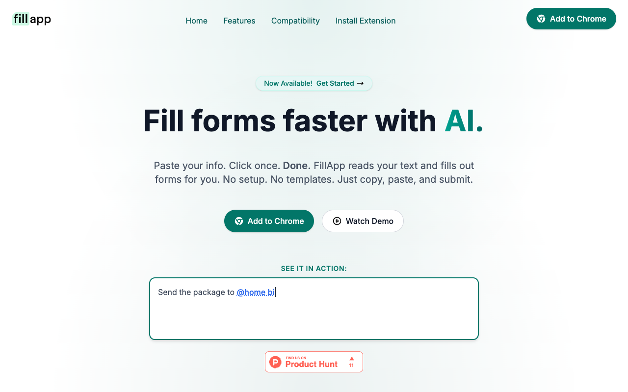 FillApp - An easy tool that helps you fill out forms with one click productivity automation AI