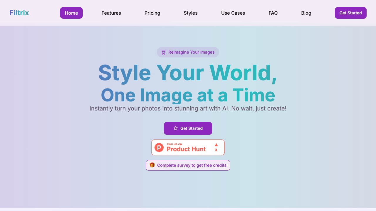 Filtrix.ai - An AI-powered platform that transforms your images into stunning artwork AI image-transformation art