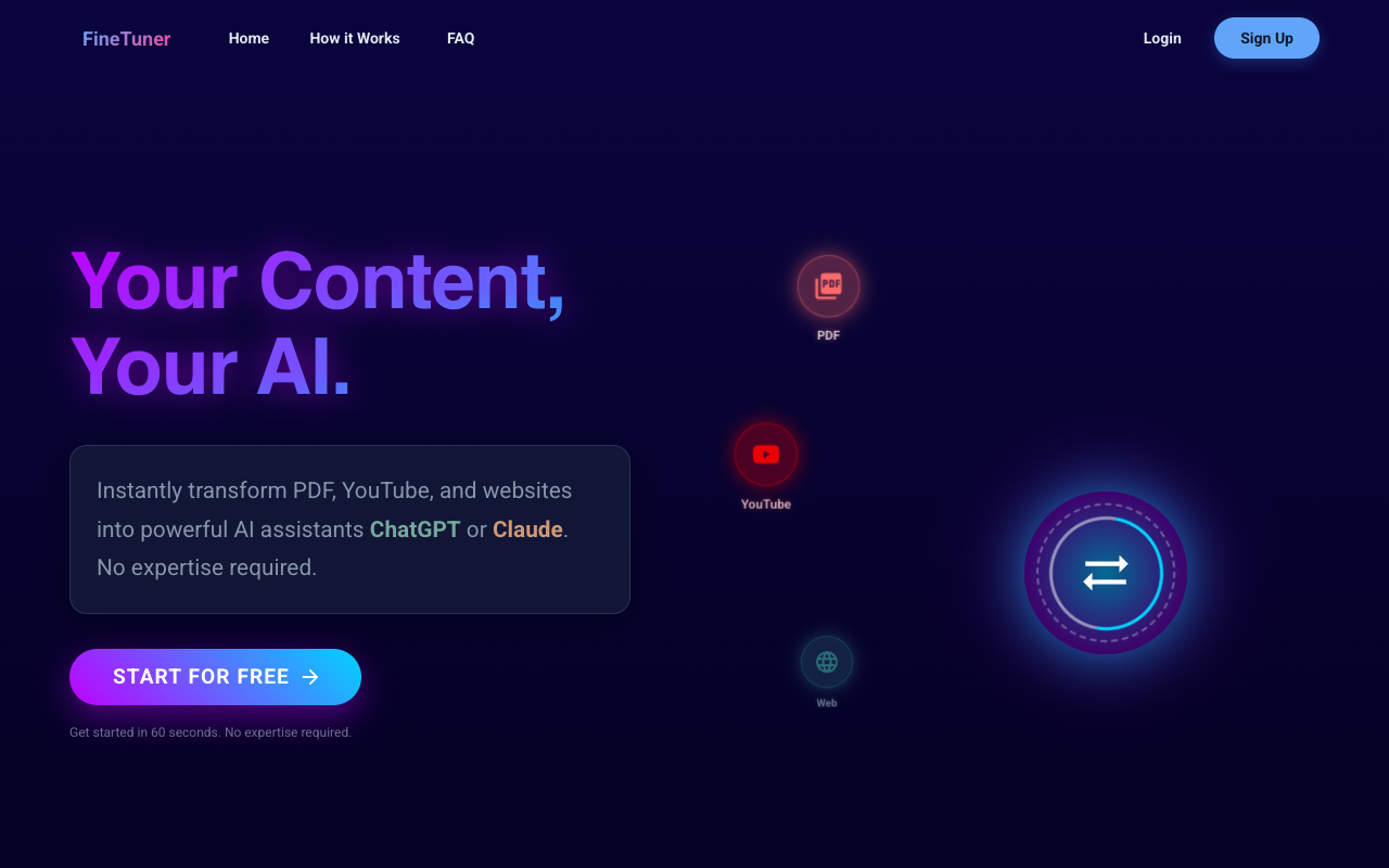 FineTuner - Create Smart AI Helpers Using Your Information AI Technology Development