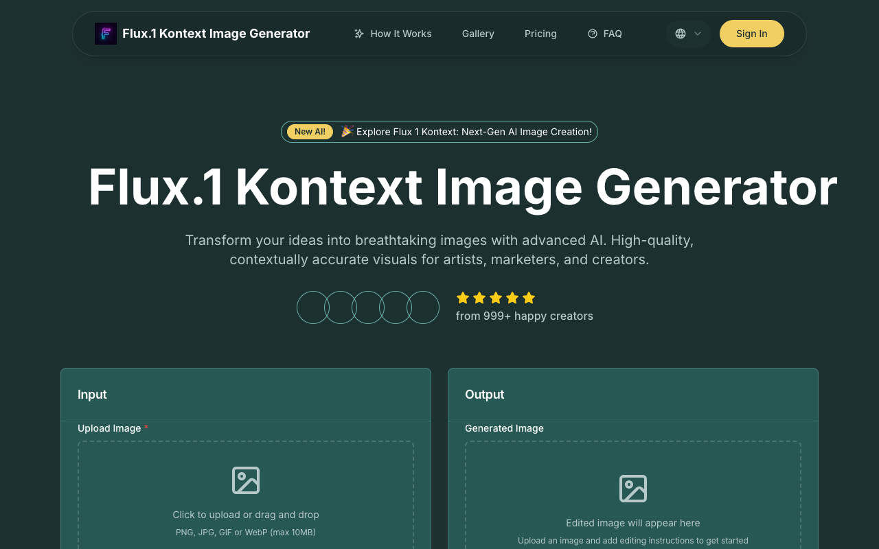 Flux Kontext图像生成器：3秒将创意变为惊艳视觉，AI绘图神器全解析！