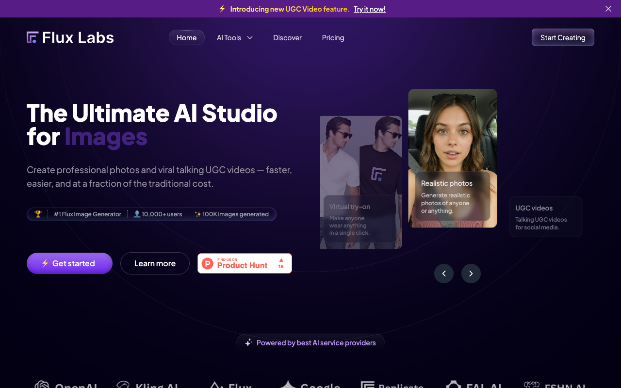 Flux Labs - Your AI studio for images and videos AI Image Generation UGC