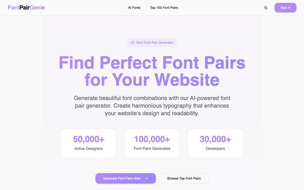 FontPairGenie：AI智能字体搭配神器，一键提升网站设计高级感！