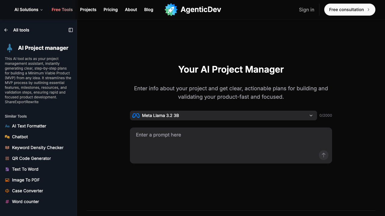 FREE AI Project Manager - Instantly generate clear, actionable MVP plans from any idea AI project-management MVP
