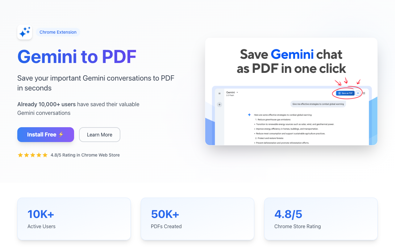 Gemini to PDF - Save your chats easily PDF Gemini AI