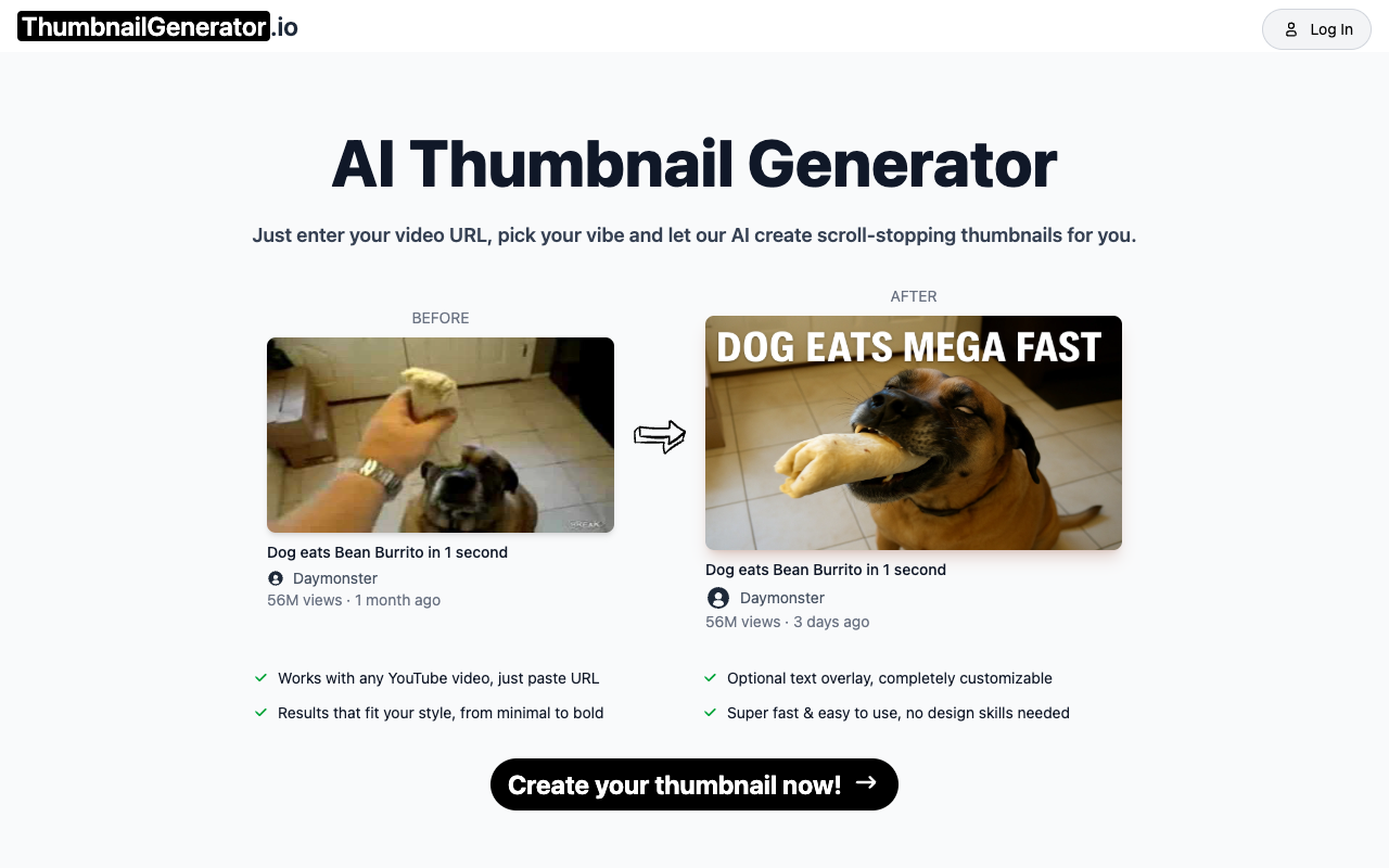 Generate AI Thumbnails for YouTube - Create Stunning Thumbnails Effortlessly YouTube thumbnails AI