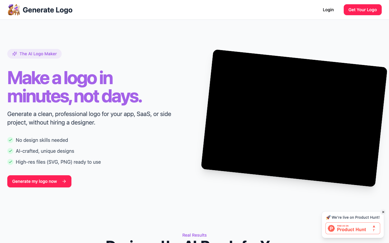 GenerateLogoAI - Create a professional logo in minutes without hiring a designer logo-design AI branding