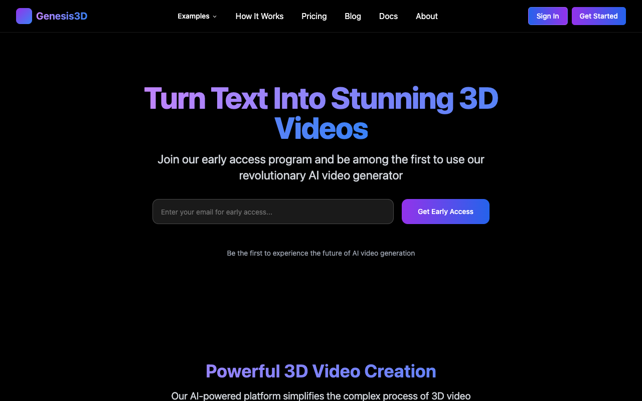 Genesis 3D AI - Let AI Create Your Stunning Visuals Effortlessly AI 3D Video