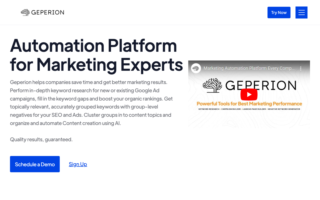Geperion - The smart tool for SEO and Ads Marketing AI Automation