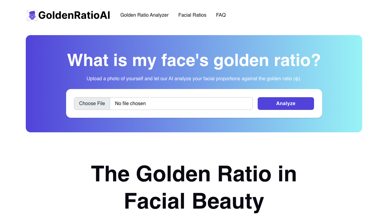 Golden Ratio AI - Discover Your Facial Beauty with AI Technology AI Beauty Analysis