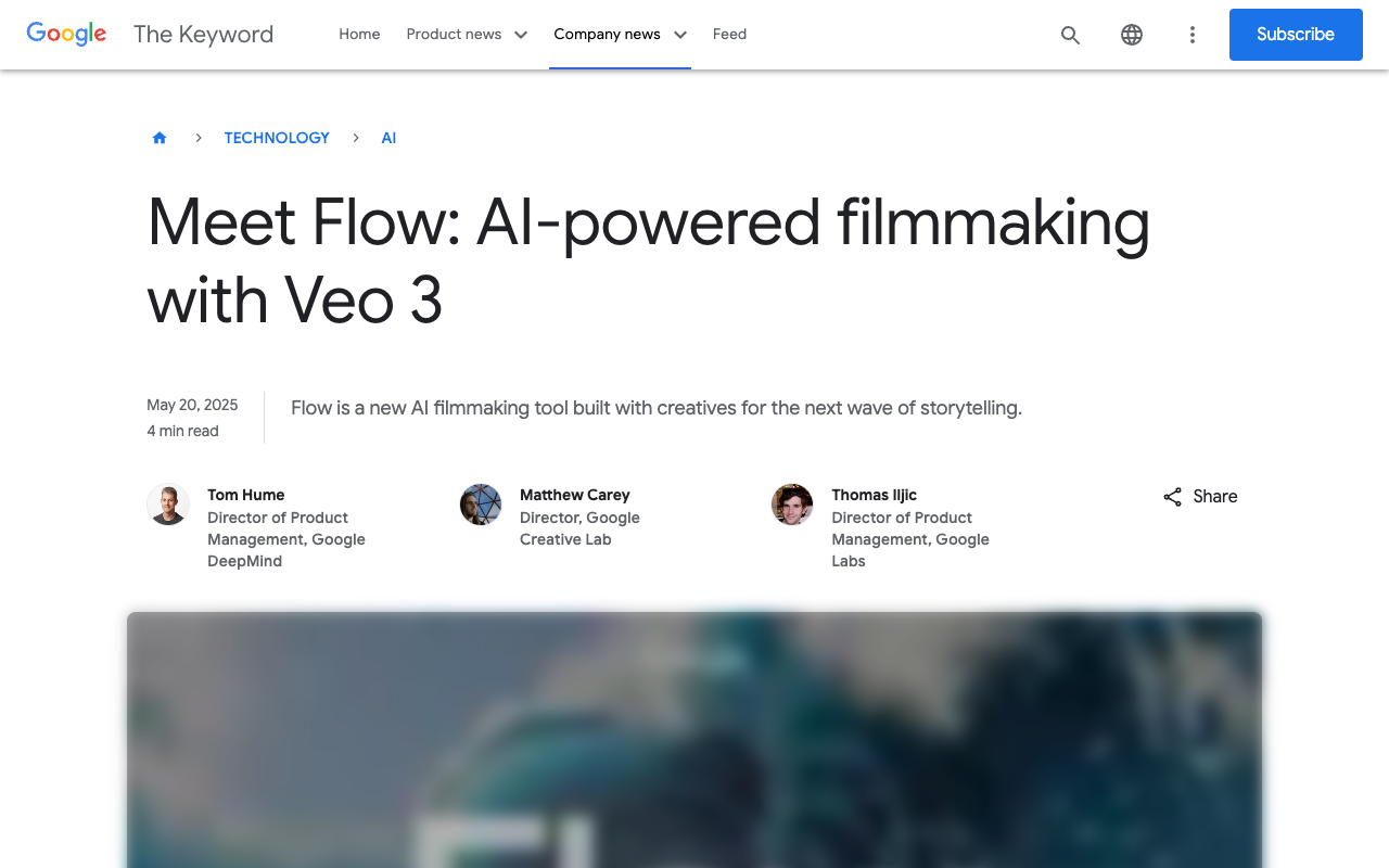 Google Flow - An AI-powered filmmaking tool designed for creatives AI filmmaking creativity