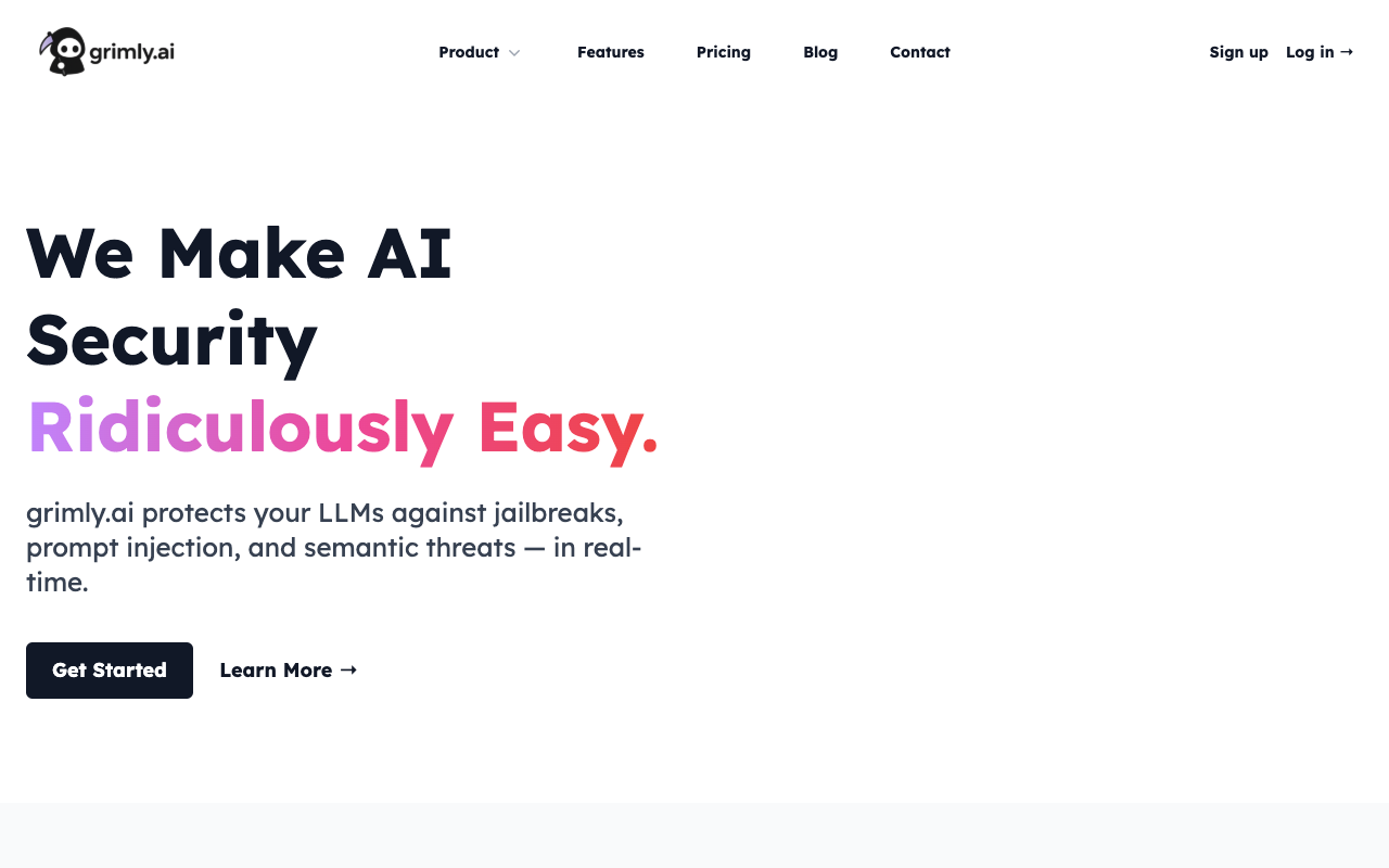 grimly.ai - Enhancing AI Security with Drop-in Protection AI Security