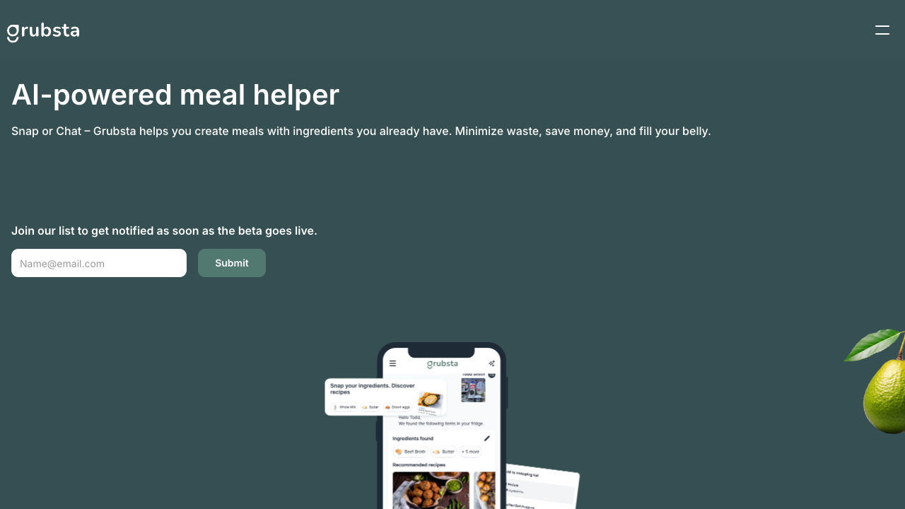 Grubsta - Create meals easily with your ingredients AI Cooking Recipes