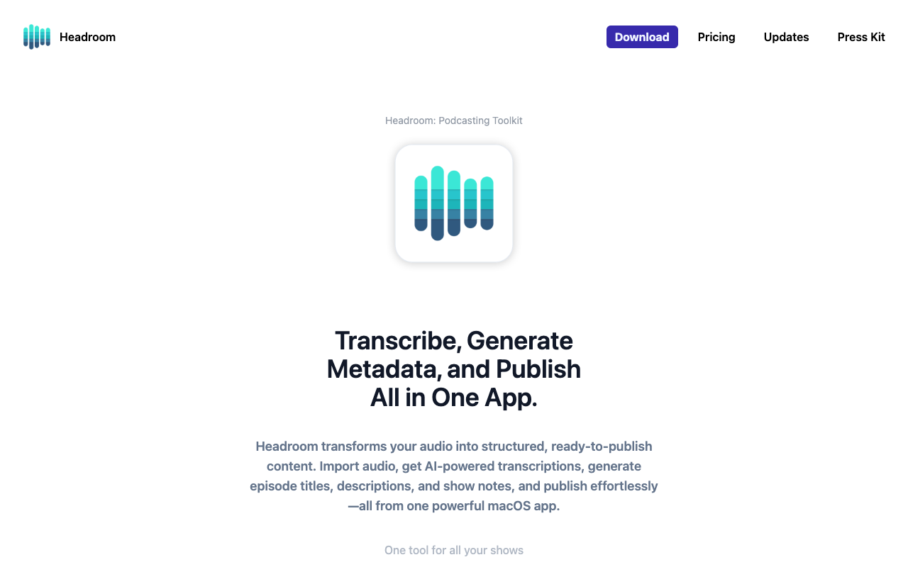 Headroom - Streamline Podcast Production with AI-powered macOS App AI Podcasting