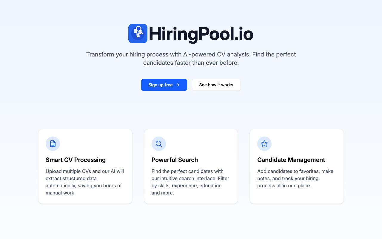 HiringPool - Make hiring easy with smart CV analysis AI Recruitment