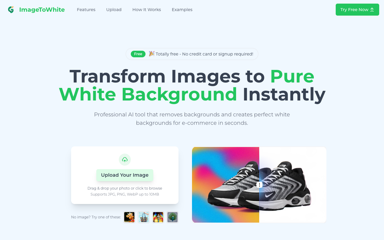 Images to Pure White Background - A professional AI tool that creates perfect white backgrounds for e-commerce AI image-processing e-commerce