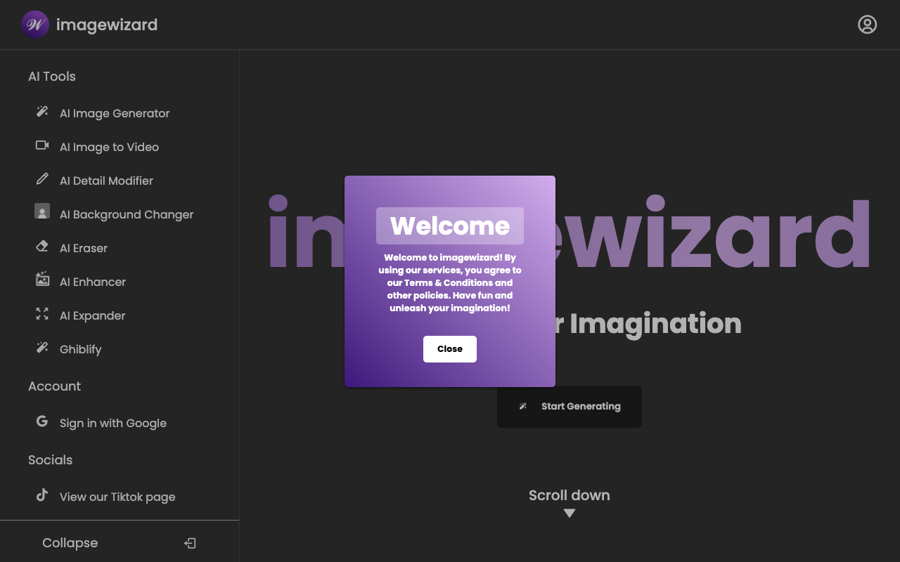 ImageWizard - Create Amazing Images & Videos with AI — Effortlessly AI image-generation video-creation