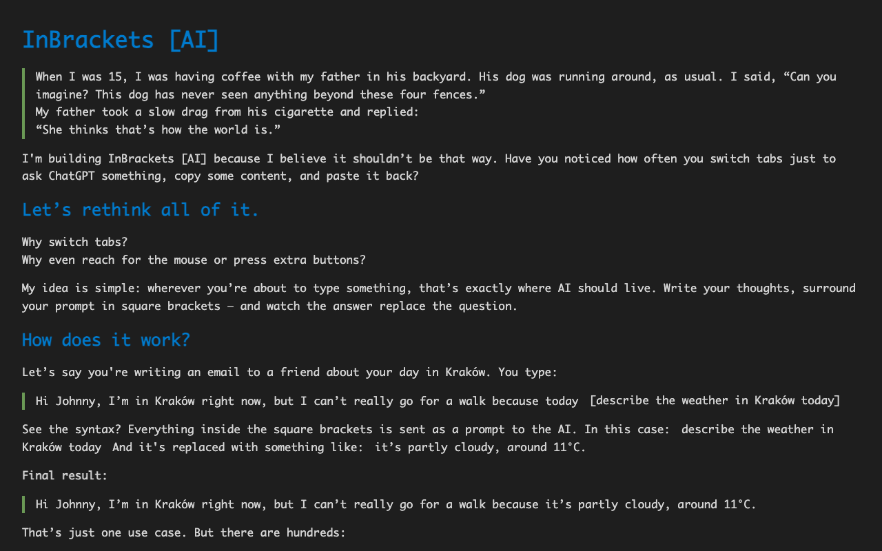 InBrackets [AI]：颠覆写作体验的智能助手，效率提升神器！