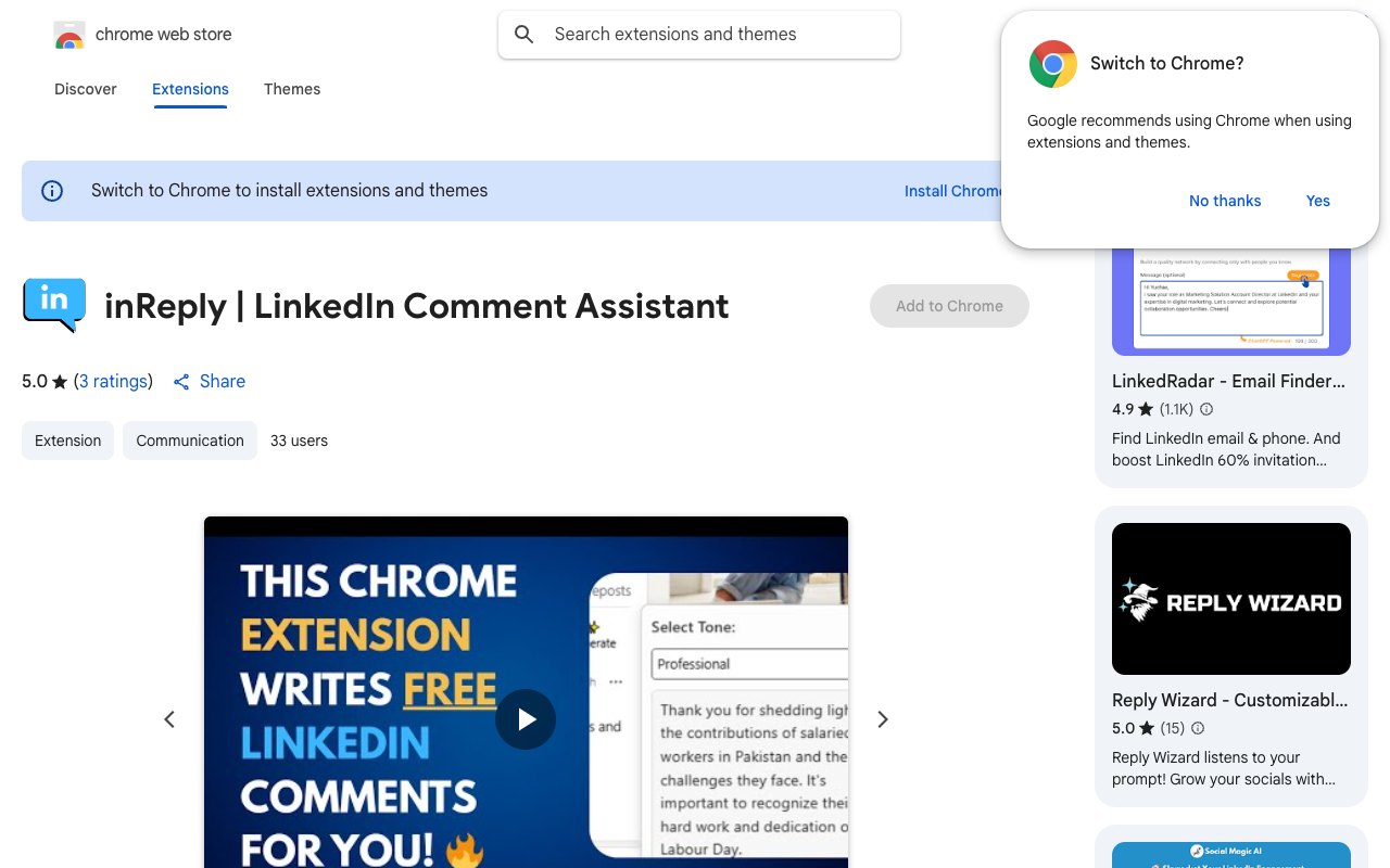 InstaReply - Get smart comments for LinkedIn easily LinkedIn AI Engagement