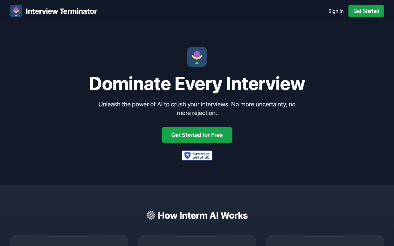 Interm AI - A real-time AI assistant that helps you answer interview questions invisibly AI interviews job-assistant