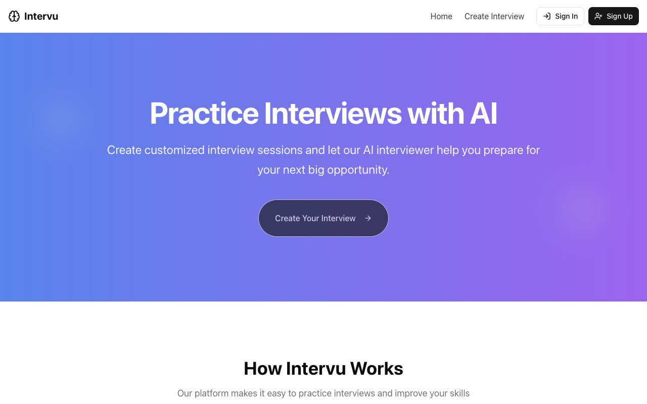 Intervu - AI-powered mock interviews tailored to your role AI mock-interviews job-preparation