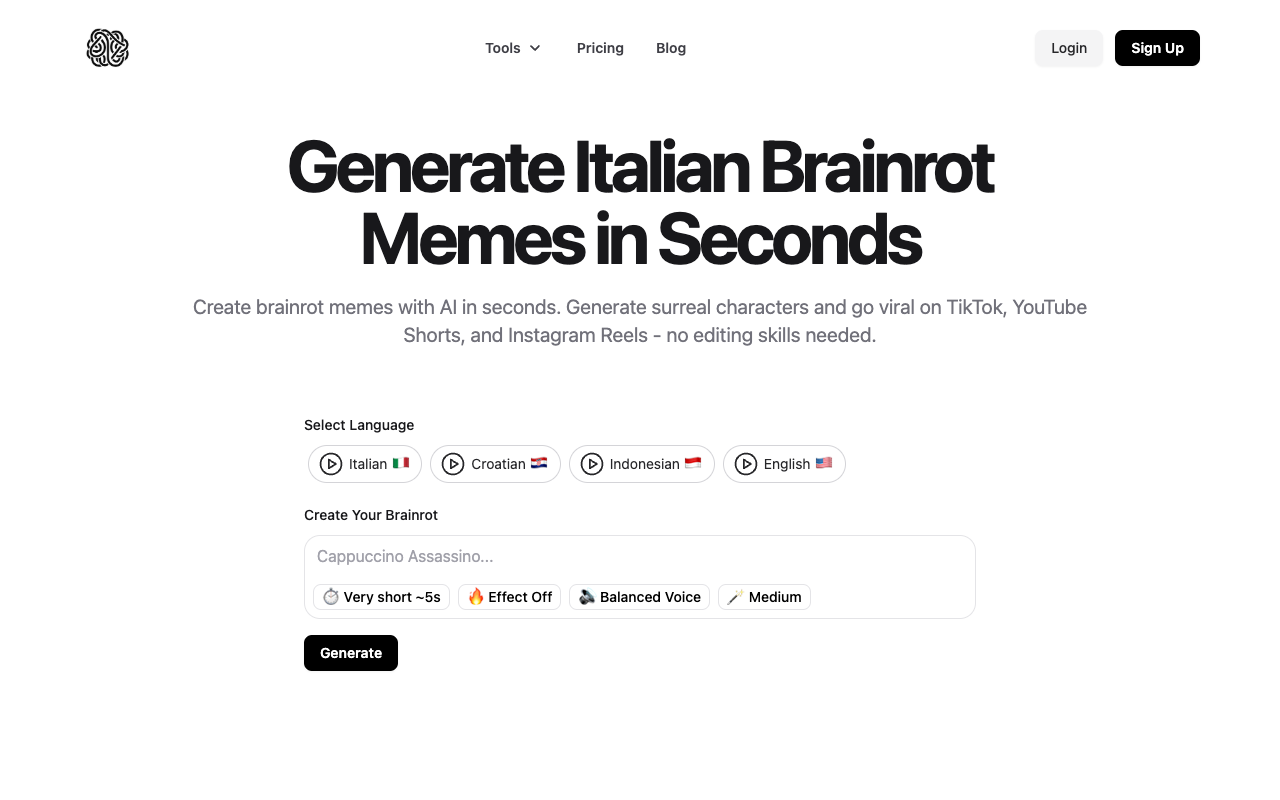 Italian Brainrot Meme Generator - Make Funny and Weird Memes Quickly Meme AI Creativity