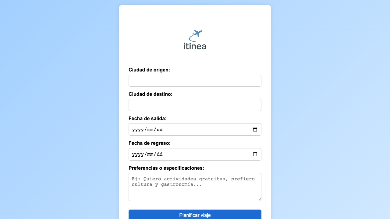 Itinea - Create personalized travel itineraries in minutes, for free and easily travel itinerary AI