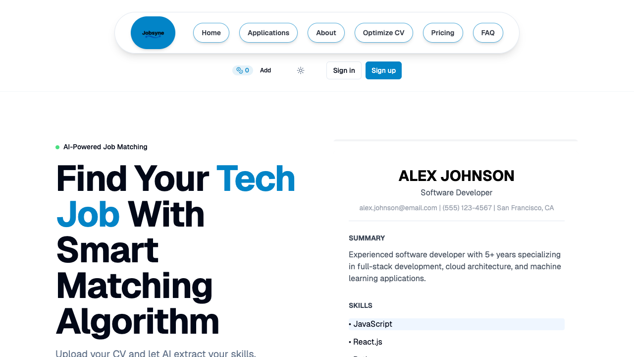 Jobsyne - An AI-powered platform that matches your CV with suitable job opportunities job-matching AI career