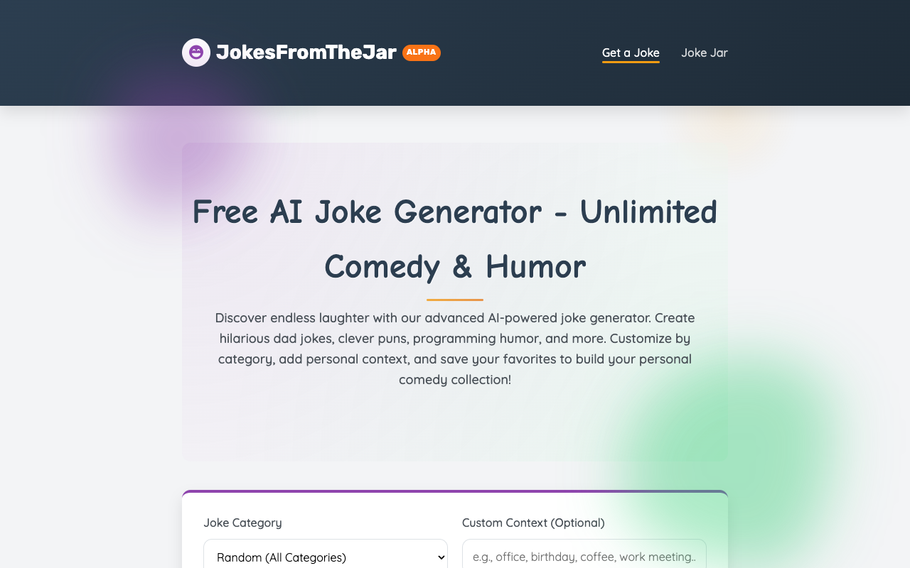 Jokes from the Jar - An AI-powered joke generator for endless laughter jokes humor AI