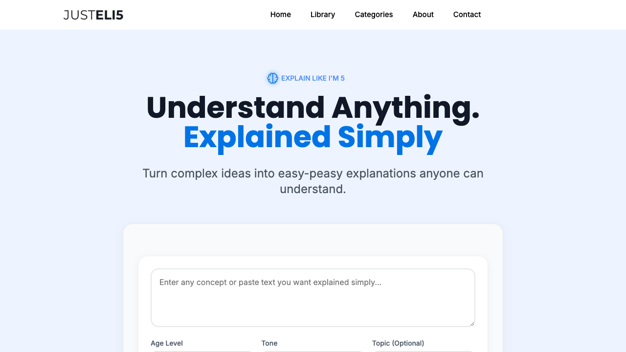 JustELI5 - A tool that makes hard things easy to understand AI Education Technology