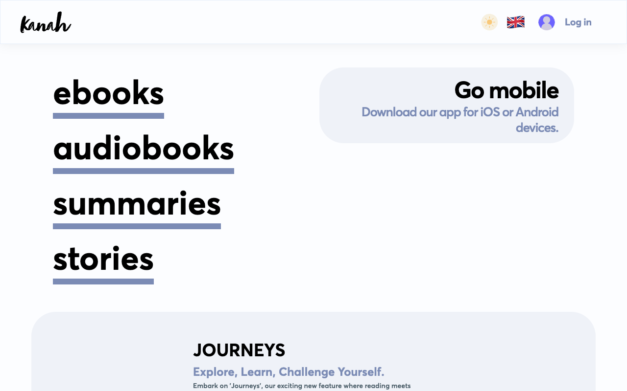 kanah.app：一站式数字阅读天堂！海量电子书、有声书、AI摘要任你选