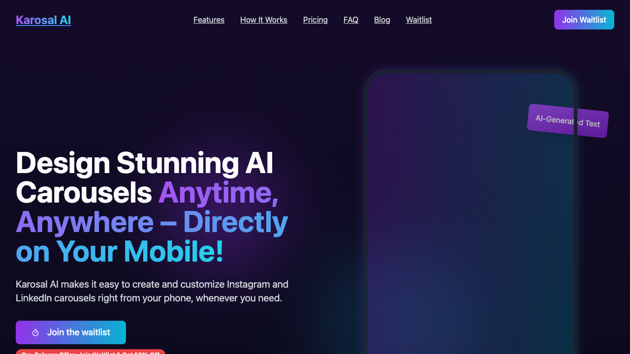 Karosal AI - Create stunning, AI-powered carousels for Instagram and LinkedIn AI carousels social-media