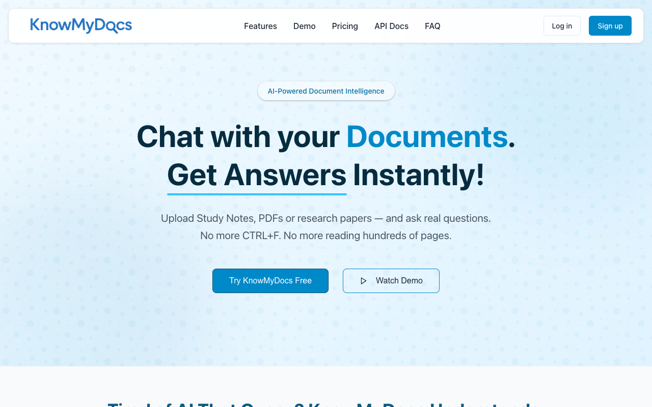 KnowMyDocs：AI文档对话神器，颠覆传统文件管理体验！
