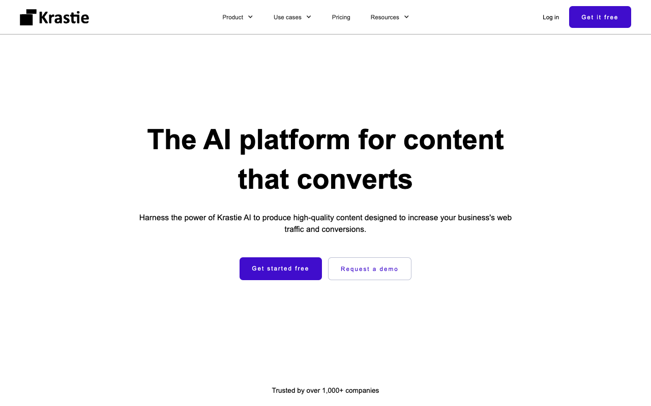 Krastie AI 2.0 - The AI platform for creating conversion-optimized content AI content-creation optimization