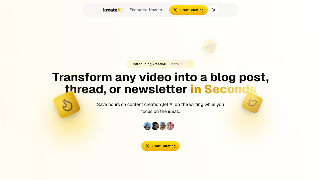 kreateAI - Create awesome tweets from videos super fast AI Social Media